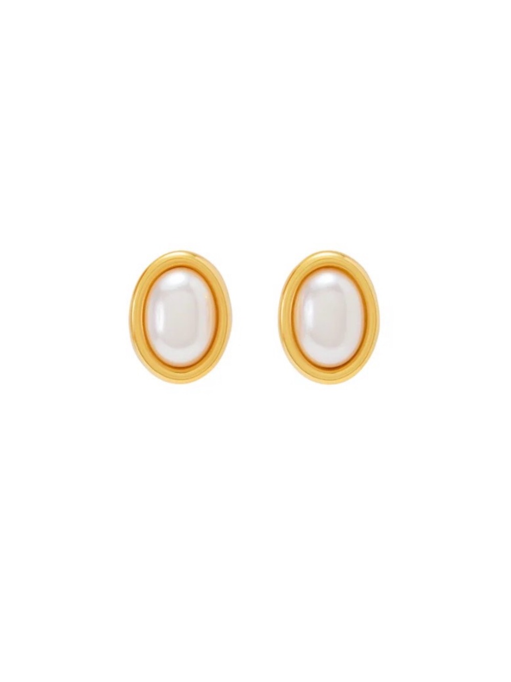 Frasier Sterling champagne Gold-Tone Oval Pearl Earrings/ 14k gold plated